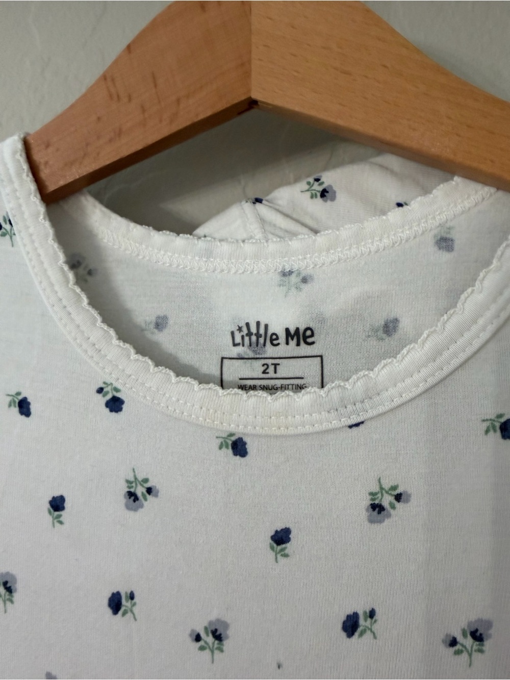 White Floral Print Bamboo Toddler Pajamas - Picture 2 of 2